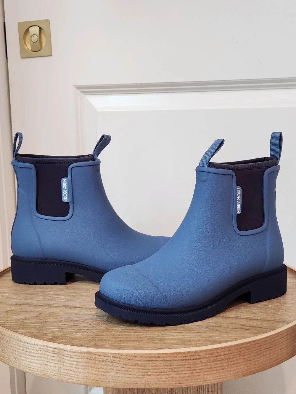 Merry People NEW Blue Chelsea Rain Boots with Pull Tabs Size 7 - Picture 8 of 8